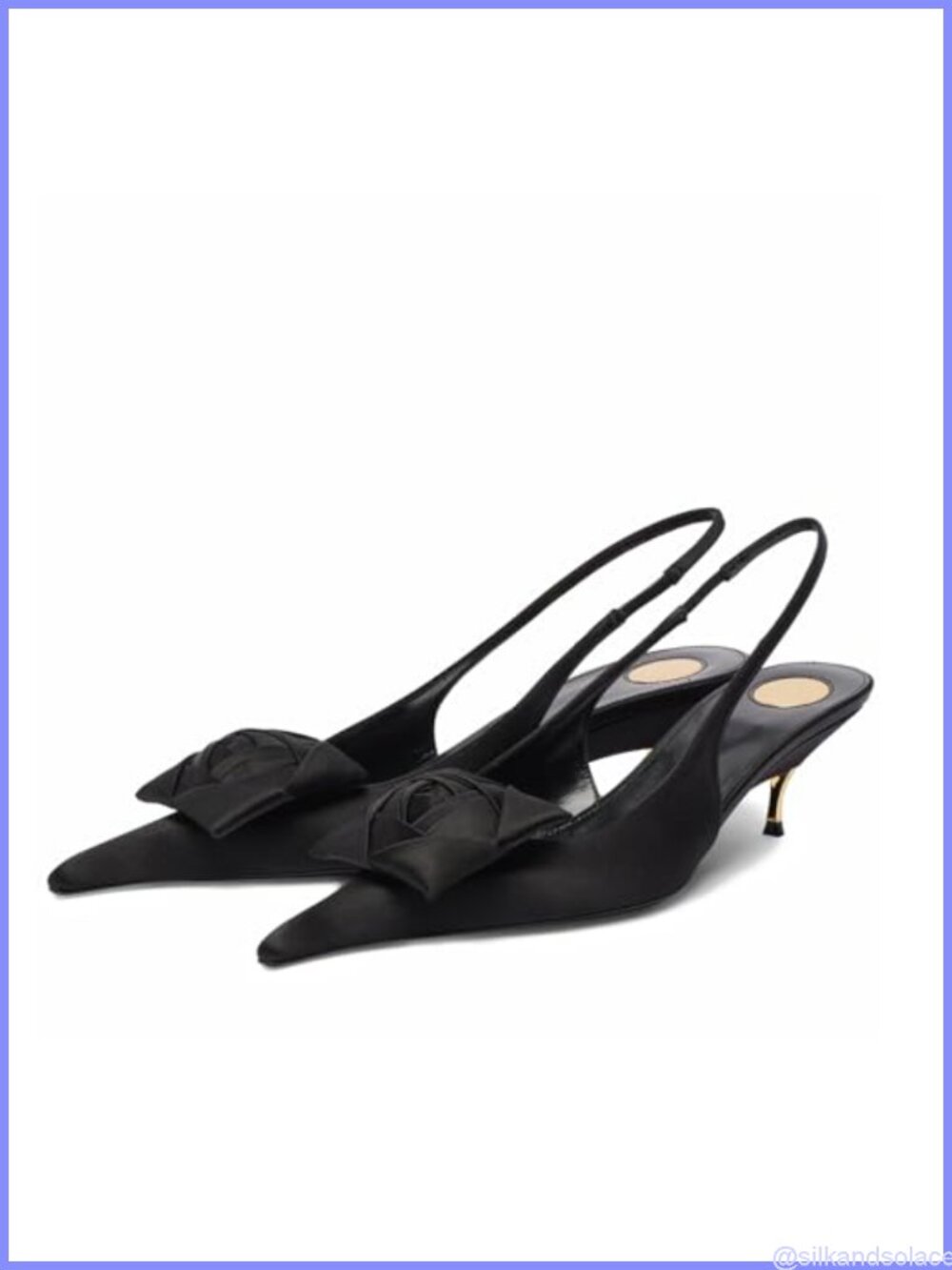 Kitten Heel Slingback Pumps Satin Pointed Toe Ankle Strap Dressy Party Work